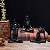 Halloween Resina Calavera Yoga Forma de Meditación Negro y Blanco Escritorio Sala de Estar Adornos de Resina Gordos Manualidades Decorativas