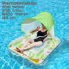 Colchão Flutuante Floral com Toldo, Malha Espessa, Cadeira de Lounge Inflável para Festa na Piscina, Almofada Flutuante