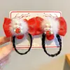 Pasador de Pelo con Lazo de Año Nuevo y Borlas de Felpa, Pinza Roja para el Cabello para Niños, Adorno para la Cabeza con Ambiente Festivo para el Festival de Primavera
