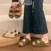 Sandalias Boken de cuero genuino para mujer, disponibles en stock, adecuadas para usar en verano al aire libre, casuales, antideslizantes, suela suave, cómodas para los pies, sandalias de playa