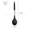 Juego de utensilios de cocina de silicona mediano mango de madera cuchara para cocinar espátula juego de 10 piezas utensilios de cocina espátula para platos espátula cuchara para sopa