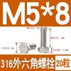 Tornillo Hexagonal Exterior de Acero Inoxidable 316 Perno Hexagonal Exterior M3M4M5M6M8M10M12M14M16M18M20M24