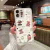 Capa de Celular Rosa com Laço Design de Animal Pintado Vazado Maçã 18Promax Case Transparente Iphoneair
