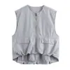 Top Chaleco de Moda para Mujer 2026 Primavera y Otoño Nuevo Estilo Europeo y Americano Dobladillo Plisado Holgado Ropa de Mujer de Moda