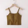 Camisole de Algodão Novo Estilo para Mulheres com Bojos Embutidos, Camisole Base Integrada Crop Top