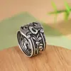 Anel de Dedo Indicador Largo Vintage Elegante de Prata Pura Rei Cervo Dourado Peônia Fênix Ajustável Anel Feminino de Prata Pura Novo Modelo