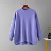 Suéter de manga larga holgado de talla grande para mujer, jersey de color liso, jersey de cuello alto medio, camisa base, otoño e invierno, nuevo