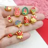 Accesorios para Joyería DIY Colgante de Pez Dorado que Conserva el Color Amuleto de Bendición Estilo Chino Pulsera de Hilo Rojo Accesorio para Collar Colgante