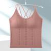 Camisola sin varillas, ajustada, ligera, sin costuras, elástica, con tiras cruzadas, push-up, sujetador hueco sin costuras para mujer