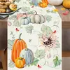 Camino de mesa de calabaza de Halloween con estampados creativos, decoración del hogar de lino, patrón a cuadros en blanco y negro, crea una atmósfera festiva
