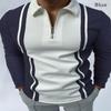 Camisa Polo Casual de Moda Nova para Primavera e Outono AliExpress Amazon com Zíper e Estampa 3D de Manga Longa