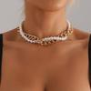Collar de doble capa con perlas de imitación retro, joyería transfronteriza europea y americana, accesorios creativos de lujo de alta gama.