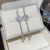 Nuevos Pendientes Coreanos Exquisitos de Flor de Zirconia con Borlas para Mujer, Adelgazantes y de Estilo Hada, Pendientes Largos de Moda y Elegantes