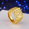 Moda Moda Joyería Vietnam Oro Chapado Tamaño Ajustable Suelto Latón Oro Chapado Anillo de Joyería con Personaje de Dragón para Hombre