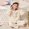 Pijama Infantil 2026 Novo Primavera e Outono Fino Algodão Nuvem Manga Longa Doce Estilo Princesa Conjunto de Roupa de Casa Infantil