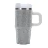 Taza de Coche Transfronteriza de 14oz Incrustada con Diamantes, Termo de Acero Inoxidable 304 con Asa, Taza de Hielo Portátil de Colores Tachonada con Pedrería, Personalizable