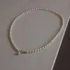 Colar de Pérolas de Água Doce Grão de Arroz Forte Brilhante 5-6mm Feminino 38cm Moda Acessórios de Pérola para o Trabalho Corrente na Clavícula