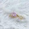 Brinco de Orelha com Pingente de Órbita de Planeta Dourado em Liga de Titânio F136 Titânio G23 Rosca Interna Zircônia Piercing para Lábio Piercing para Língua Ornamento