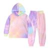 Amazon desejo comércio exterior transfronteiriço meninas outono e inverno novo suéter com capuz tie-dye manga longa calça conjunto infantil