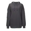 Moletom Casual Soltinho Feminino Europeu e Americano Outono e Inverno Novo Versátil Casual Simples Cor Lisa Máscara para Olhos Moletom de Manga Longa
