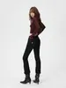 YECHUAN# Jeans de Tiro Bajo Estilo Chica Picante Americana Micro-Acampanados para Mujer Otoño Adelgazantes Elásticos Bodycon Acampanados de Campana