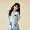 Conjunto de Dos Piezas de Verano con Falda Larga de Encaje para Niñas Mayores, Nuevo Conjunto de Verano Estilo Coreano, Camiseta de Manga Corta y Conjunto de Falda
