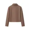 Comércio Exterior 2024 Outono Nova Moda Feminina Estilo Europeu e Americano Casual Elegante Simples Gola Lapela Zíper Duas Cores Jaqueta de Lã