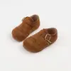 Zapatos Birkenstock de Gamuza Retro para Niñas Otoño Nuevo Estilo Zapatos de Cuero para Niños de 3-6 Años Suela Suave Antideslizante Zapatos para Niños Velcro