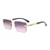 2026 Gafas de Sol Cuadradas de Moda Celebridad de Internet Personalidad Europea y Americana Sin Montura Leopardo Personalidad Gafas de Sol de Marca Grande Venta al por Mayor