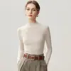 Suéter de lana de cuello medio para mujer, nuevo suéter corto de moda, capa base sin costuras ajustada