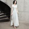 Vestidos de Noche Europeos y Americanos 2026 Nuevo Estilo Otoño Elegante Largo Banquete Lujo Ligero Nicho Socialité Vestido Blanco