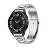 Correa de reloj de acero inoxidable con botón y hebilla de salto plegable de metal de tres cuentas, compatible con Samsung Watch6.
