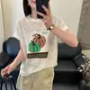 Camiseta de Tricô de Algodão Bambu Estilo Europeu Manga Curta para Mulheres, Nova de Verão Fina Marca de Luxo Popular