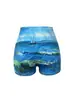 D9895 Amazon Quente Europeu e Americano Feminino Sexy Feminino Shorts Apertados Shorts Estampados Calças de Yoga