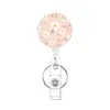 Porta-Crachá Retrátil com Estampa Floral, Porta-Crachá Branco com Puxador, Design Floral para Escritório