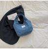 Bolsa Jeans Nova Fresca e Doce Primavera 2025 Bolsa Feminina Bolsa Transversal com Laço Grande Capacidade para o Dia a Dia