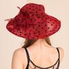 Sombrero de Playa para el Sol de Ala Ancha de Organza para Mujer Verano Lunares Elegante Flor Malla Sombrero para el Sol Plegable Sombrero de Copa