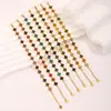 Pulseira de Contas de Zircônia Colorida de Alta Qualidade para Mulheres Marca Tendência Transfronteiriça de Moda Pulseira de Aço Titânio Versátil Pulseira de Trevo de Quatro Folhas