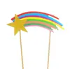 Decoración de pastel serie arcoíris globo aerostático tridimensional nubes luna meteoro color láser tarjeta tarjeta de fiesta plug-in