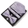 Corbata de Hombre Estampado Paisley Set de Caja de Regalo de Alta Gama 8cm Poliéster Corbata Atada a Mano Set de Pajarita y Pañuelo de Bolsillo para Hombre