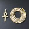Europeu e Americano ins Estilo Anhe Full Diamond Cross Pingente Single Row Diamond Tennis Chain personalizado Moda leve luxo cubano colar de cadeia