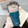 Taza de café de acero inoxidable, taza térmica, taza grande con popote, vaso de agua de aspecto elegante para niñas, vaso para hielo que mantiene el frío para hombres