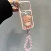 El cordón negro de cuero con lunares para gato se vuelve instantáneamente aplicable al estuche transparente con cielo estrellado de dopamina para Apple 17promax iphone16