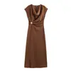 Comércio Exterior 2025 Outono Novo Estilo Europeu e Americano Moda Feminina Elegante Vestido Sem Mangas Plissado 1165461