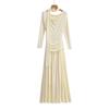 Vestido de punto con cuello halter de manga larga estilo perezoso para mujer, diseño de temperamento ajustado a la cintura, vestido interior de nicho con sentido de primavera y otoño