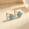 Pulsera de plata de ley S925 con trébol de cuatro hojas de turquesa de la suerte para mujer, lujo ligero, alta gama, joya versátil de flor de cuatro hojas estilo francés