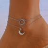 Estilo Popular Transfronterizo Europeo y Americano Collar y Pulsera de Alta Gama con Colgante Largo de Moda de Sol y Luna para Mujer