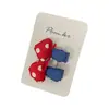 Novo Grampo de Cabelo Azul Polka Dot Doce Estilo Coreano para Crianças com Tecido de Cor Contrastante Presilha Lateral para Mechas de Cabelo para Mulheres