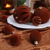 Decoraciones navideñas de productos nuevos transfronterizas 4 cm/24 piezas juego de bolas de Navidad flocadas de lujo ligero adornos para árbol de Navidad