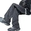 Calça Casual Nova de Veludo Cotelê Xadrez Solta para Homens Estilo Coreano Tendência Versátil Calça de Verão Fina com Caimento Calça de Perna Larga